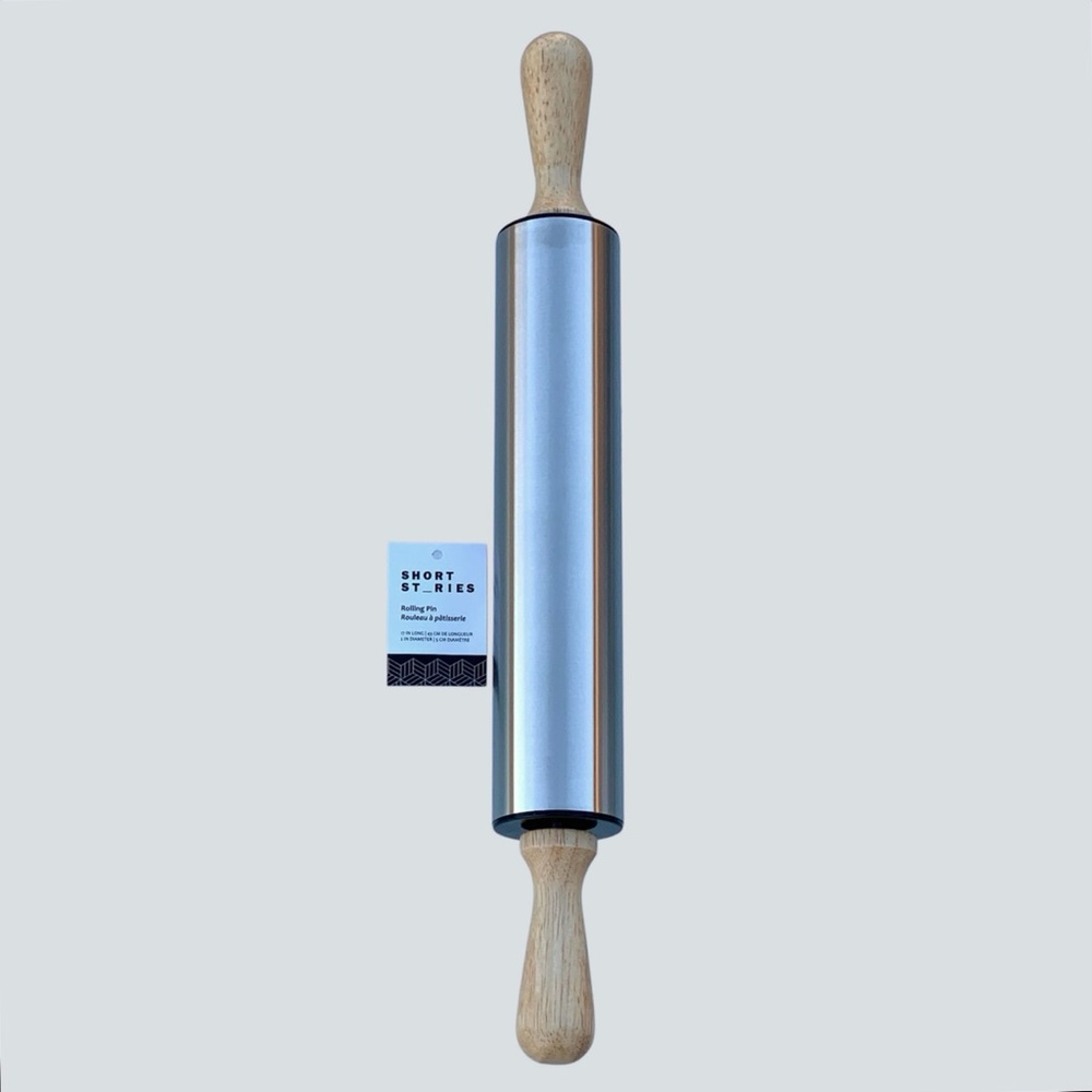 Short Stories Stainless Steel and Wood Handle Rolling Pin